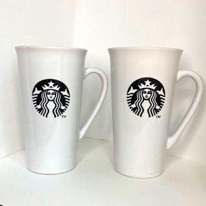 2 Starbucks 2013 Mermaid Coffee Mug Cup 16oz White Black Traditional Logo
